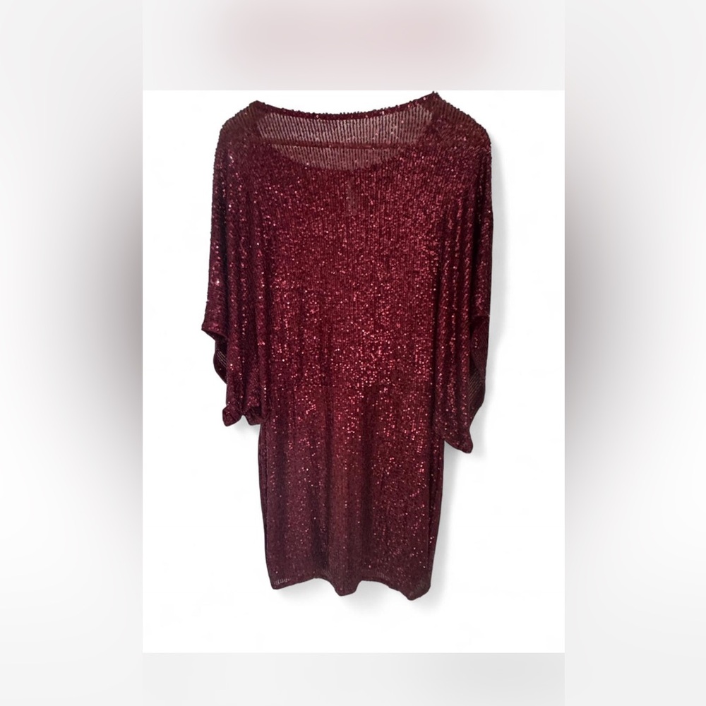 MARINA Burgundy Sequin Dress